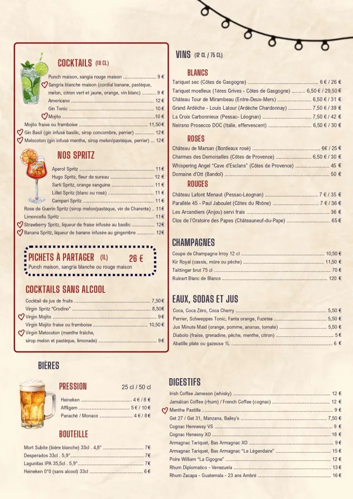 Carte Guinguette Merci Boissons